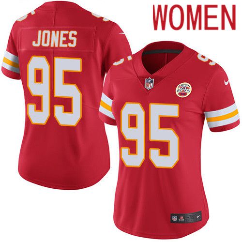 Women Kansas City Chiefs #95 Chris Jones Nike Red Vapor Limited NFL Jersey->customized nfl jersey->Custom Jersey